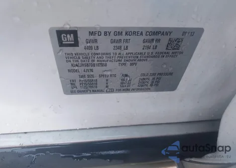 2013 Buick Encore Premium from USA, damaged, VIN KL4CJHSB7DB102858